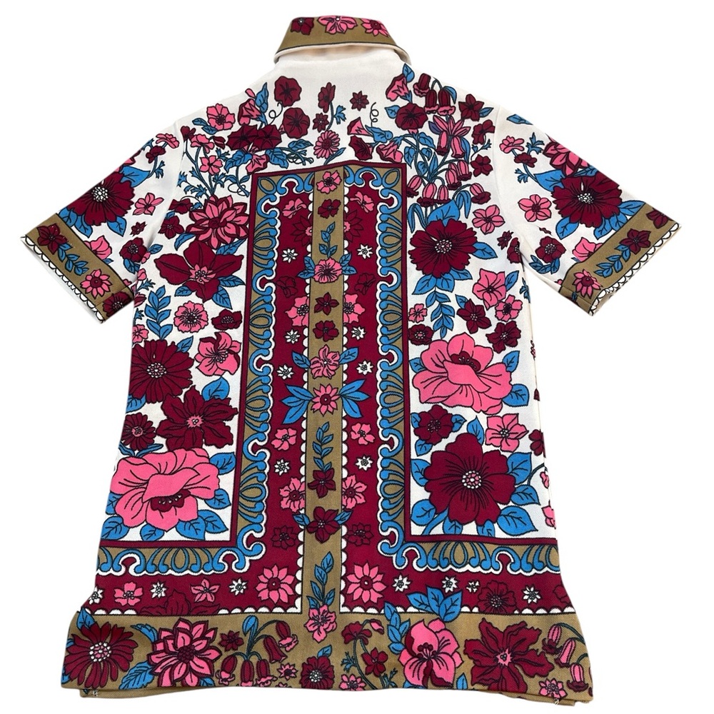 Vintage Hamilton 8 • 60s 70s Polyester Short Sleeve Floral Button Down Shirt - Picture 4 of 7